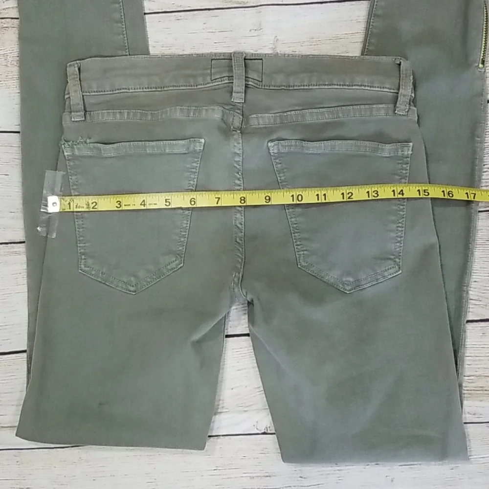 Current/Elliott Olive Green Skinny Ankle Zip Jeans
